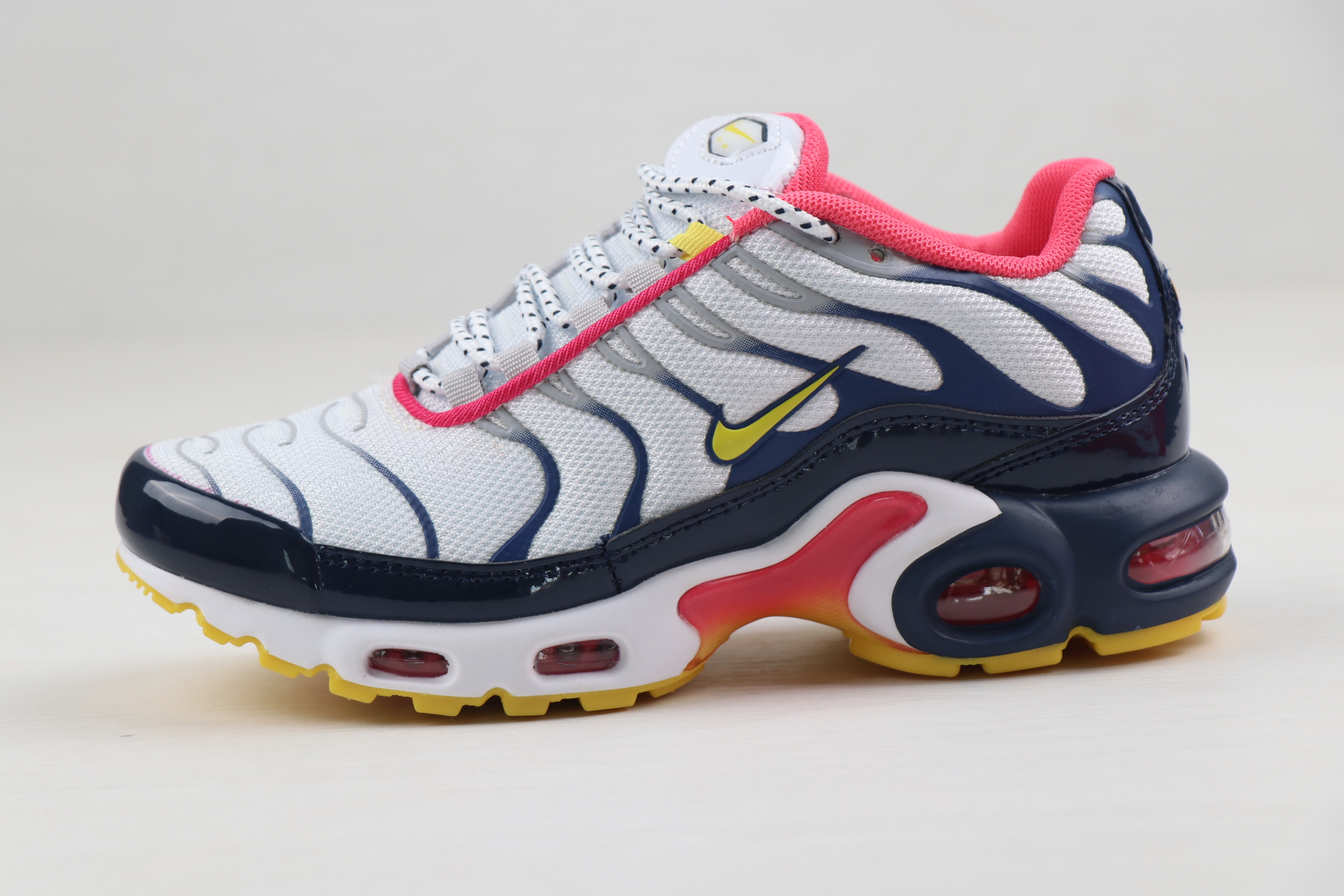 Women Nike Air Max PLUS White Blue Red Yellow Shoes - Click Image to Close